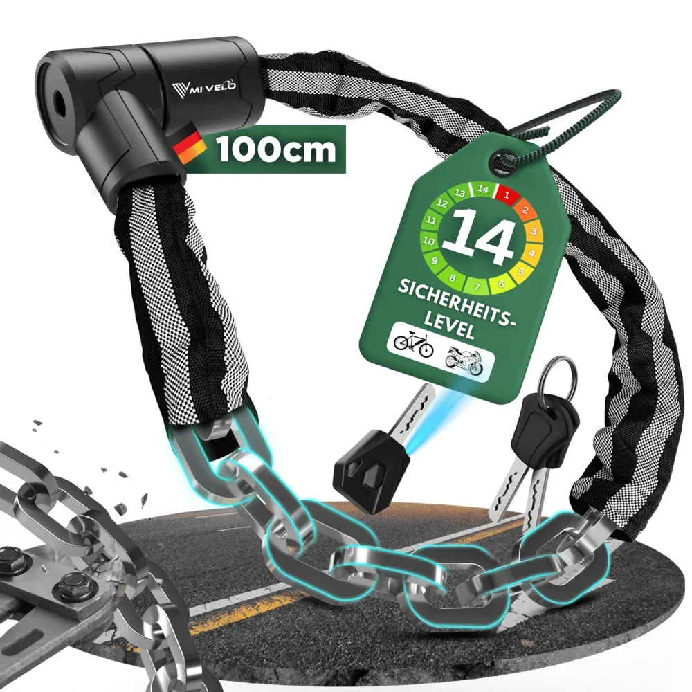 Robustes Kettenschloss für Motorrad & Fahrrad 100/120cm "KRONOS" - Bestseller,Neu,oft gekauft,Zubehör