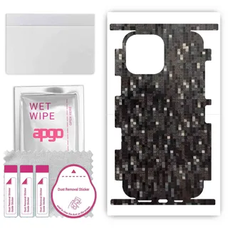 apgo Rückseite + Seiten Schutzfolie, Skin, kompatibel mit Apple iPhone 13 Pro Max, Hinten Displayschutzfolie aus Vinylfolie, Kratzfest, einfache Montage - Carbon Black Pixel