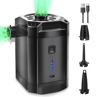 Elektrische Luftpumpe Akku, Luftmatratze Pumpe 5200mAh Wiederaufladbare, 2 in 1 Inflate und Deflate Mini Elektropumpe Akku mit USB, 3 Luftdüse für Aufblasbare Matratze, Sofa, Pool, Schlauchboot