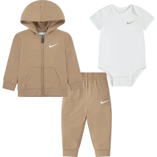 Body & Hose NIKE SPORTSWEAR "NKN 3PC BODYSUIT PANT SET", Kinder, Gr. 92 (24), hemp, Obermaterial: 60% Baumwolle, 40% Polyester, sportlich, KOB Set-Artikel, für Babys