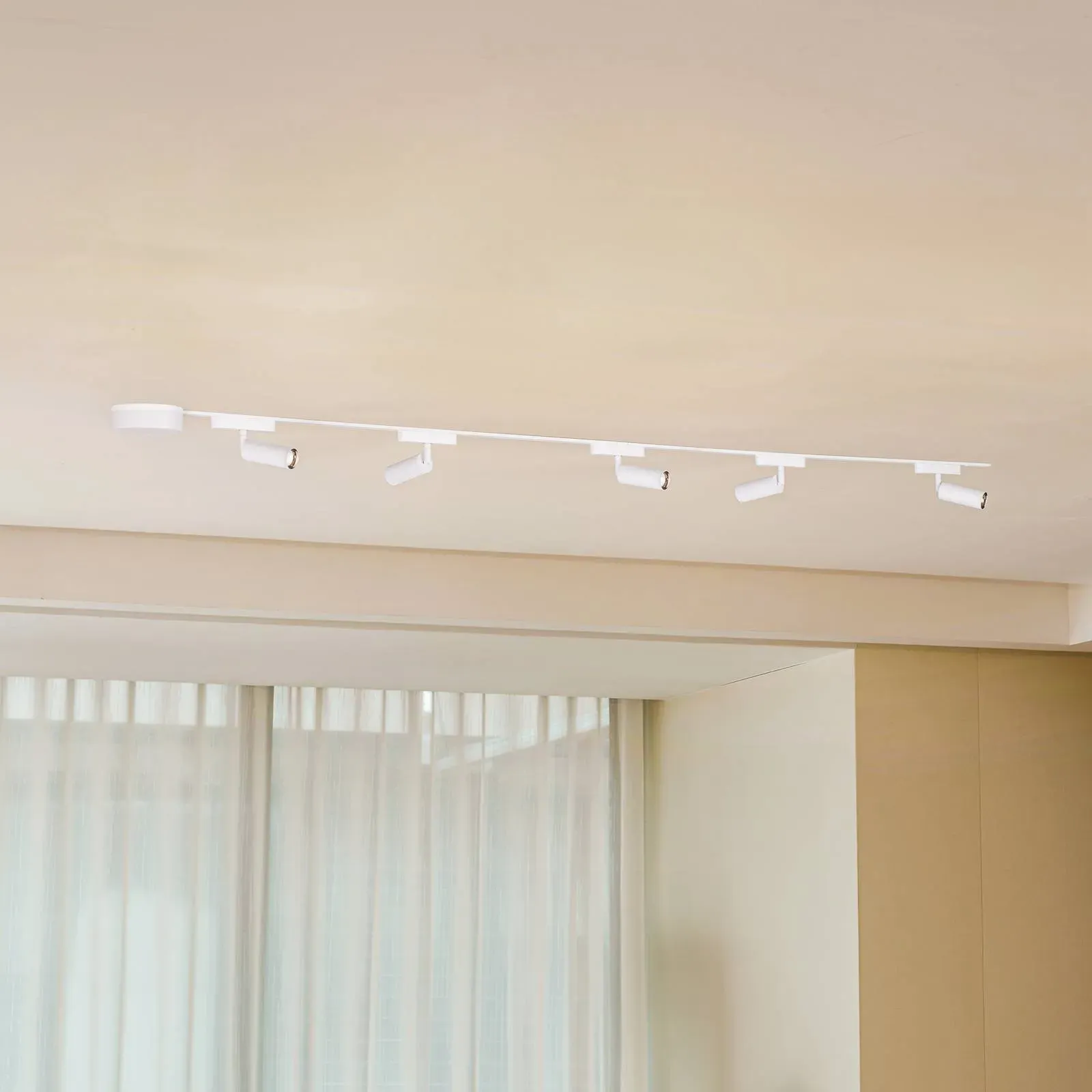 Schienensystem 48V Lumaro, Spots, 5-flg., weiß, Ø 4cm, CCT Lumaro Lindby, dimmbar, weiß / opal, für Wohn- / Esszimmer, Aluminium, Modern - 206 cm - 4 cm - 16.5 cm
