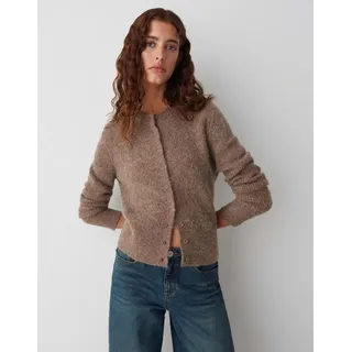 Opus Damen Strickjacke mit Rundhalsausschnitt Modell DRENI Hellbraun, 40