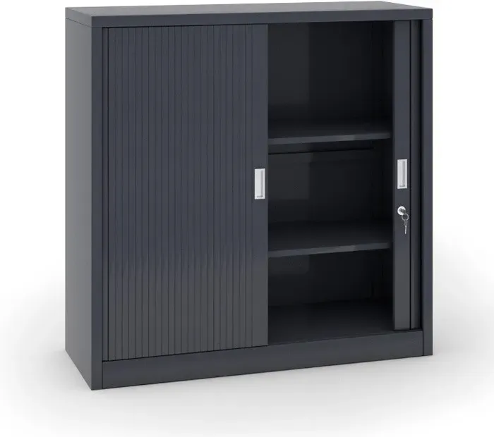 Metallschrank, Rollladenschrank, 1200 x 1200 x 450 mm, dunkelgrau