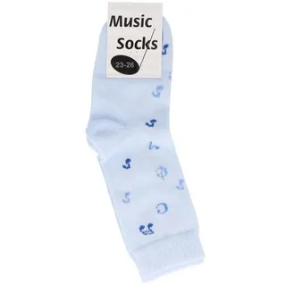 Musikboutique Freizeitsocken Musik-Babysöckchen mit Noten in hellblau - Größe: 23/26 (1-Paar) blaue Babysöckchen mit Noten blau 23-26