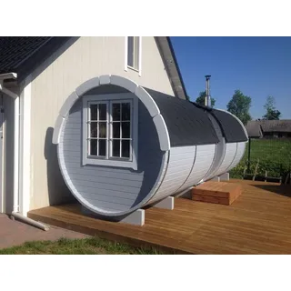JV Möbel Saunas Fasssauna Fass Sauna Garten 46mm Trockensauna mit Schindeln