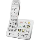 Geemarc AMPLIDECT 595 PHOTO Schnurloses Seniorentelefon Anrufbeantworter, Foto-Tasten Beleuchtetes Display Weiß