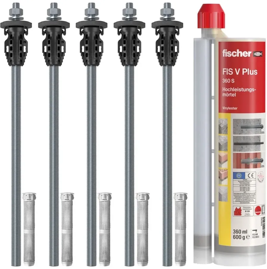 Fischer TherMax 2 II Set - 5x TherMax II 16/250 M12 - 1x Mörtel FIS V Plus 360 S