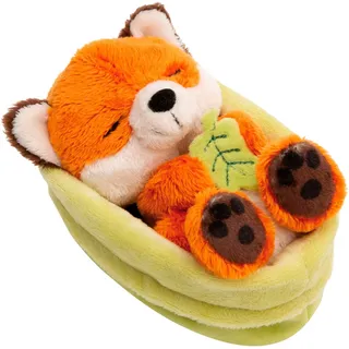 NICI Kuscheltier Fuchs mit Blatt 12 cm schlafend im Körbchen grün«, orange