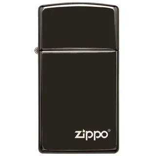Zippo Sturmfeuerzeug Slim - STK - high polish black laser engrave