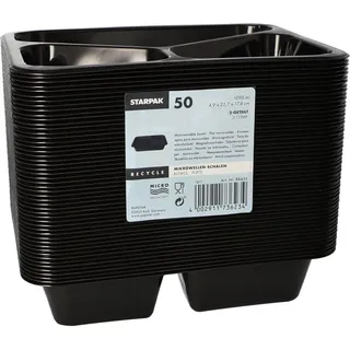 Papstar STARPAK Einweg-Menüschalen schwarz 1,095 l, 50 St.