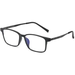 VEVESMUNDO Blaulichtfilter Lesebrille Vollrand Metall Rechteckig Sehhilfe Lesehilfe Brillen für Herren Damen (1 Stück Matt Schwarz, 1.0)