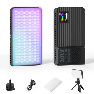 ULANZI K20 Videoleuchte RGB, tragbares 20W Fotolicht LED Kamera Lichtpanel 0–360 Vollfarbe, CRI 95+ 1800K–9000K, wiederaufladbare LED Video Licht mit 3300mAh für Vlogging, Fotografie