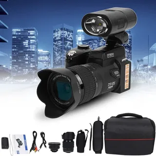 Digitalkamera, D7200 33MP Digitalkamera DSLR 0,5-Fach Weitwinkelobjektiv + 24-Fach Teleobjektiv + LED-Licht