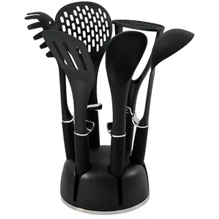 COFI Schäfer 7-tlg. Küchenhelfer-Set Ergonomische Griffe Küchenbesteck Küchenhelfer Küchenutensilien Set Metallic Schwarz
