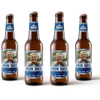 Bierflaschen Etikett personalisiert mit Foto & Text | Aufkleber-Set | ab 6 Stück | Motiv: Max (Blau)