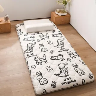 Boden-Schlafmatratze, japanische Futon-Matratze, Einzelbett, Doppelbett, Queen-Size-Bett, Camping-Matratze, Boden-Gästematratze, Tatami-Matte (Khaki, 80 x 190 cm)