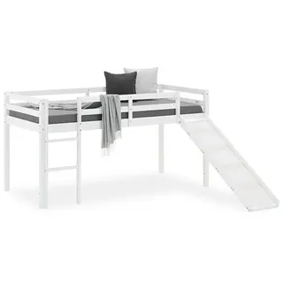 Homestyle4u Hochbett mit Rutsche weiß