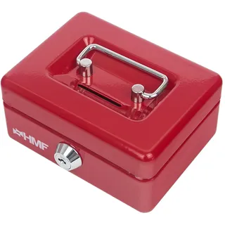 HMF 102122-03 Kinder Spardose, Geldkassette abschließbar mit Schlitz, 12,5 x 9,5 x 6 cm Rot
