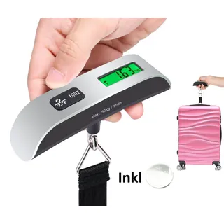 COFI 1453 Cheffinger Digitale LCD-Kofferwaage inkl. Batterie Gepäckwaage Hängewaage Handwaage 50Kg