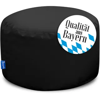 Bruni Pouf Sitzhocker L in Schwarz – runder Sitzpouf, Indoor und Outdoor als Fußhocker, Yoga-Sitzkissen, Meditationskissen geeignet, in Deutschland gefertigt