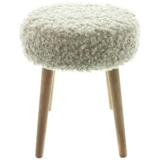 Dekoleidenschaft Hocker Schaffell Holz Ø 35 x 45 cm Beige