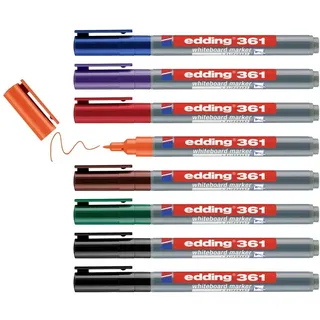 edding Whiteboardmarker Set Schwarz, Rot, Blau, Grün, Orange, Braun, Violett 8 St.