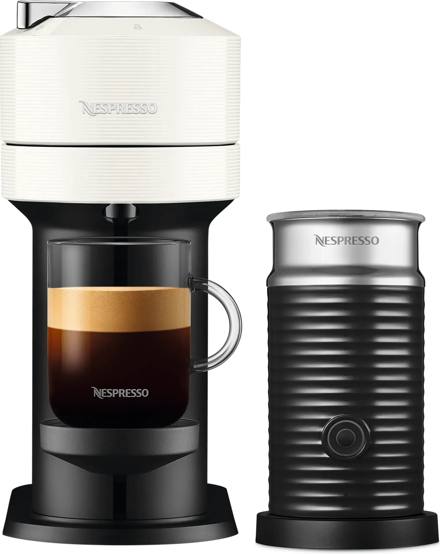 Nespresso VERTUO Next White & Aeroccino 3 schwarz Vertuo Kaffeemaschine