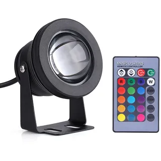 VOBOR Marine Boot Yacht 10W 12V RGB LED Spot Licht Regenfeste Lampe mit Fernbedienung (Schwarze Muschel)