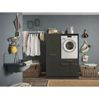 laundreezy Waschmaschinenschrank und Mehrzweckschrank, Anthrazit - Waschmaschinen-Überbauschrank TÜV-zertifiziert mit viel Stauraum - 117,5 x 162 x 67,5 cm