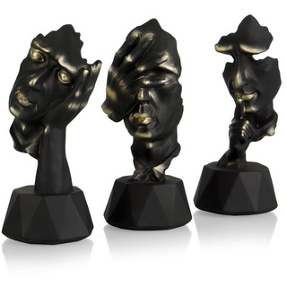 Perfekto24 Skulptur Skulpturen 3er Set in Schwarz - edle Dekoration - Moderne Dekofiguren