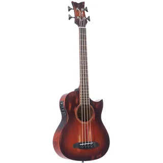 ORTEGA Ken Taylor Signature Series Shortscale Bass 4 String mit Fishman Presys+ System XLR Out - Massive Fichte/geflammtes Mahagoni Distressed incl. Gigabg (KT-WALKER-V2)