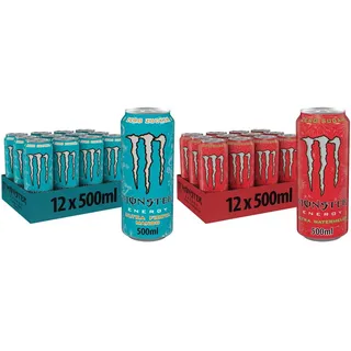 Monster Energy Ultra Fiesta - koffeinhaltiger Energy Drink mit leichtem Mango-Geschmack & Ultra Watermelon - koffeinhaltiger Energy Drink mit Wassermelonen-Geschmack
