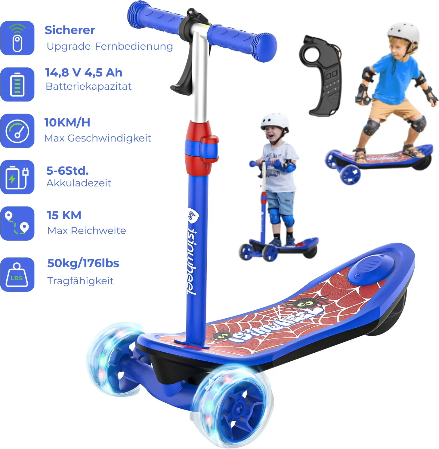 isinwheel S7/S4/MiniSpider Elektroroller für Kinder und Jugendliche (Höhenverstellbar)