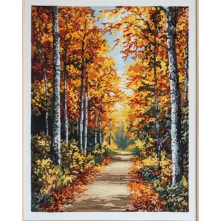 AMBATTERY Teppich Knüpfen Set Erwachsene Herbstlandschaft Knüpfteppich Zum Selber Knüpfen Erwachsene Anfänger Knüpfen Set Kissen Knüpfkissen Mit Vordruck Handarbeit Set Für Erwachsene 23x35in