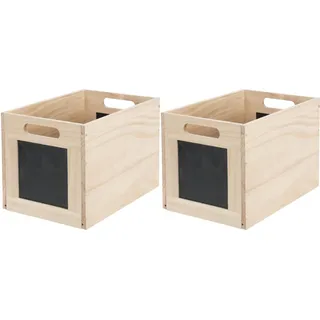 2x Holzbox Aufbewahrungsbox Holzkiste 30x20cm Tafel Holz Organizer Küche