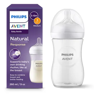 Philips Avent Natural Response Babyflasche 260ml, Sauger 3, mittlere Durchflussrate - SCY903/01