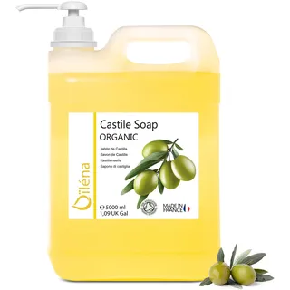 Oïléna Castile Flüssig Seife auf Olivenöl und entfernt Mitesser Naturkosmetik Küche Kleidung Liquid Reinigungsflüssigkeit 5000 ml Antibakterielle Seife Flüssigseife Pflanzenseife