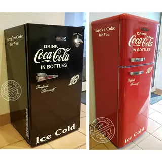 6 teiliges Coca Cola Kühlschrank Aufkleber Set 10 Cent - Farbauswahl - Rot glanz