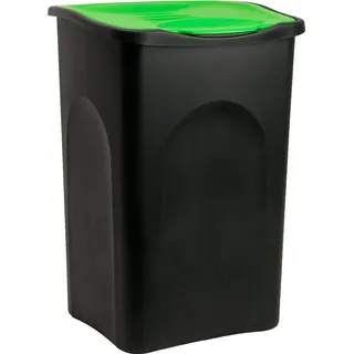 stefanplast Mülleimer Schwarz/Grün Kunststoff 50L
