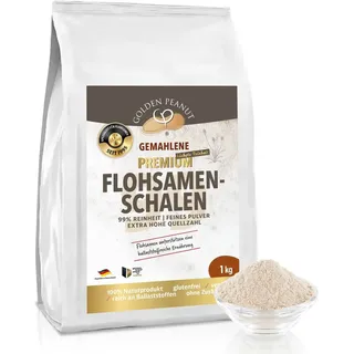 GOLDEN PEANUT Flohsamenschalen Pulver 99% 1 kg - Psyllium Pulver aus Indien, gemahlen, glutenfreie Backzutat