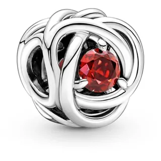 PANDORA Juli Geburtsstein Wahres Rot Ewigkeitskreis Charm aus Sterling-Silber mit Kristall, 790065C01