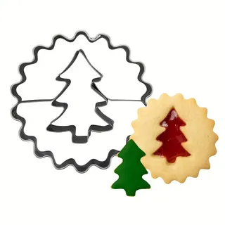 Zenker Backblech Zenker Ausstecher Linzer mit Tannenbaum, Edelstahl silberfarben