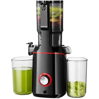 AMZCHEF Entsafter 160W, Großer 108 mm Einfüllschacht, Entsafter für Gemüse und Obst, Leicht zu Reinigen, Schwarz - Schwarz