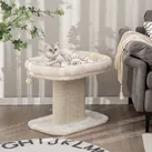 Kratzbaum Klein, 50cm hoch, Katzenbaum mit weicher Plüschsitzfläche & Sisal-Kratzsäule & Ball, Katzenkratzbaum Holz, Katzen Katzenmöbel Kletterbaum, Aktivitätsbaum Spielbaum (Grau)