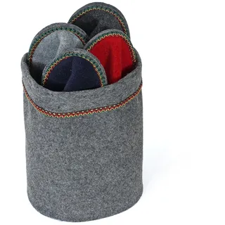 Pantoffelmann Gäste Pantoffelkorb in 4 Farben Gästeset Filzpantoffel Herren Damen Hausschuhe warme leichte Filzlatschen grau - Grau
