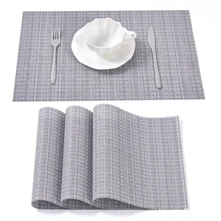 simurq Tischsets Abwaschbar - Platzsets aus PVC, rutschfest und Waschbar - Platzdeckchen - Tischunterlage, Platzset, Tischuntersetzer für Esszimmer, Küche und Restaurant (Grau Mix, 4er Set)