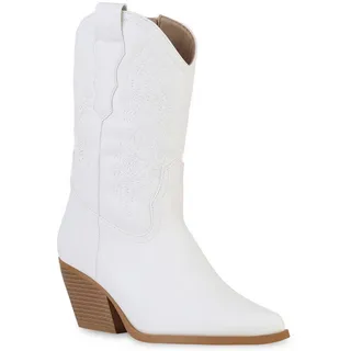VAN HILL Damen Cowboy Boots in Weiss