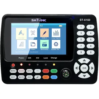 VISLONE Satelliten Finder, ST-5150 DVB-S2 / T2 / C COMBO Satelliten-TV-Signalfinder Digitaler Handsignalmesser Satellitenfinder H.265 HEVC MPEG-4 4,3-Zoll-TFT-LCD