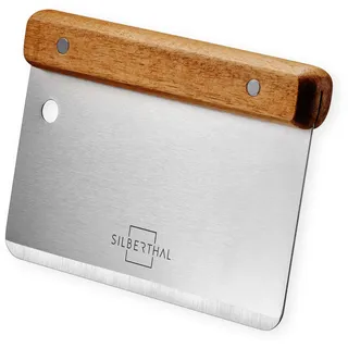 SILBERTHAL Teigkarte Edelstahl 16cm groß - Teigschaber für Brot, Pizza, Gemüse - Teigmesser zum einfachen Portionieren, Schneiden und Aufschaben