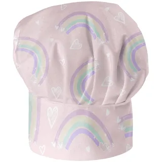 Kochmütze Für Kinder Jungen und Mädchen Bunte Kochhaube mit Klettverschluss Motif Unicorn Einhorn Regenbogen [099]